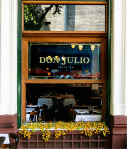 Storefront window of Don Julio Parrilla, a famous steakhouse in Palermo
